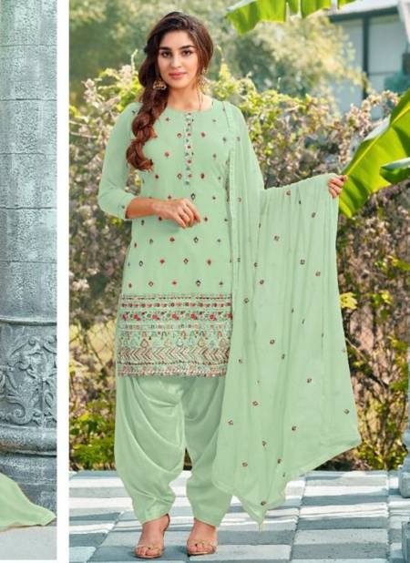 Pista Green Colour Saheli Mrudangi New Latest Designer Festive Wear Faux Georgette Salwar Suit Collection 2026 I